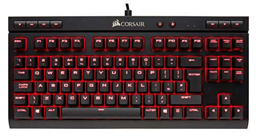 Corsair K63 - Teclado mecánico Gaming (Cherry MX Red, retroiluminación LED roja, QWERTY Español), Negro, 36.05 x 4.09 x 17.09 cm