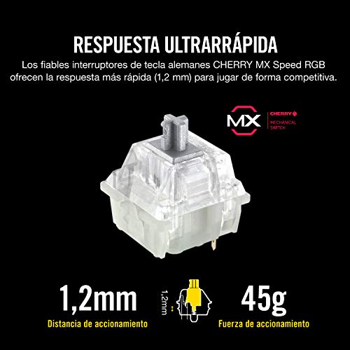 Corsair K70 MK.2 RGB Teclado Mecánico Gaming, Retroiluminación LED RGB, QWERTY Español, Cherry MX Speed (Rápido y altamente preciso)