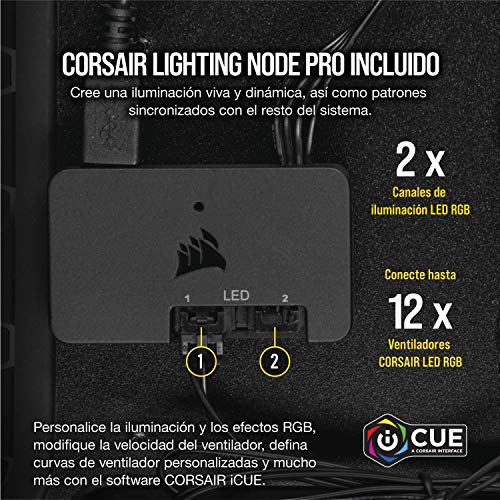 Corsair LL120 RGB Ventilador de PC (120 mm, Doble Halo RGB LED PWM) Paquete Tripla con Lighting Node PRO