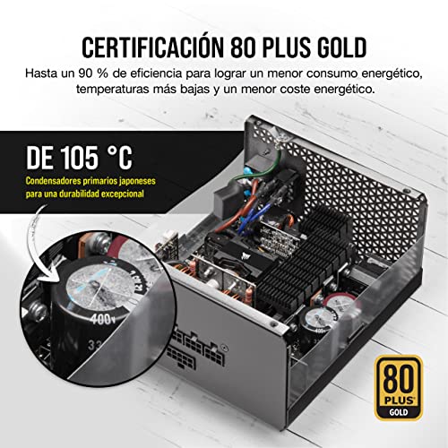 Corsair RM850x 80 PLUS Gold Fuente de Alimentación 850 Vatios ATX Totalmente Modular (Ventilador con Levitación Magnética de 135 mm, Condensadores Japoneses, Amplia Compatibilidad) EU, Negro