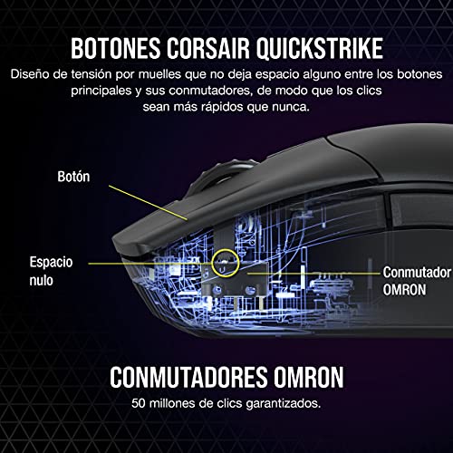 Corsair SABRE RGB PRO WIRELESS CHAMPION SERIES - Ratón inalámbrico ultraligero para juegos FPS/MOBA, color negro