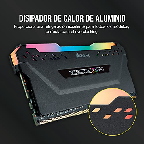 Corsair Vengeance RGB PRO 16 GB (2 x 8 GB) DDR4 3200 MHz C16 XMP 2.0 RGB LED Iluminación Módulo de Memoria de Alto Rendimiento, Negro