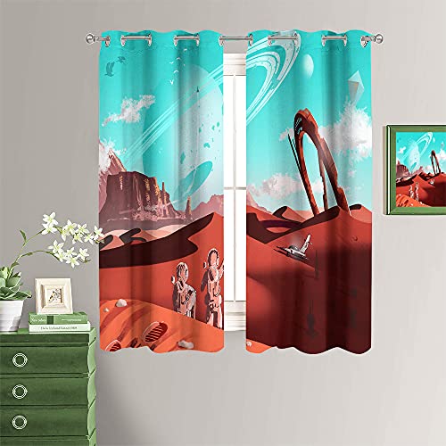 Cortinas opacas con diseño de Astronaut No Mans Sky Key, adorables y viables, mantienen calientes cortinas para dormitorio de 84 x 54 pulgadas