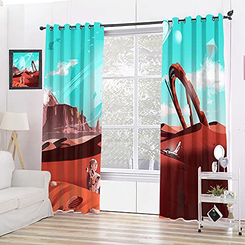 Cortinas opacas con diseño de Astronaut No Mans Sky Key, adorables y viables, mantienen calientes cortinas para dormitorio de 84 x 54 pulgadas