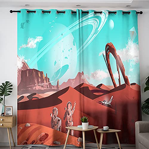 Cortinas opacas con diseño de Astronaut No Mans Sky Key, adorables y viables, mantienen calientes cortinas para dormitorio de 84 x 54 pulgadas