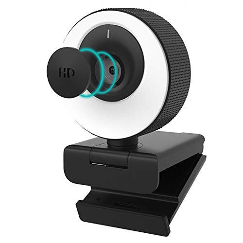COSHIP Webcam 1080P/60fps Micrófono Estéreo y Anillo de Luz, Enfoque Automático, Tapa de Privacidad, Cámara Web para para Skype, Zoom, XSplit, Xbox One, Conferencia, Compatible con Windows, Mac