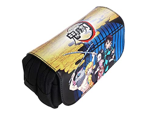 CosplayStudio Kimetsu no Yaiba - Estuche Demon Slayer con cubierta de piel sintética, color negro