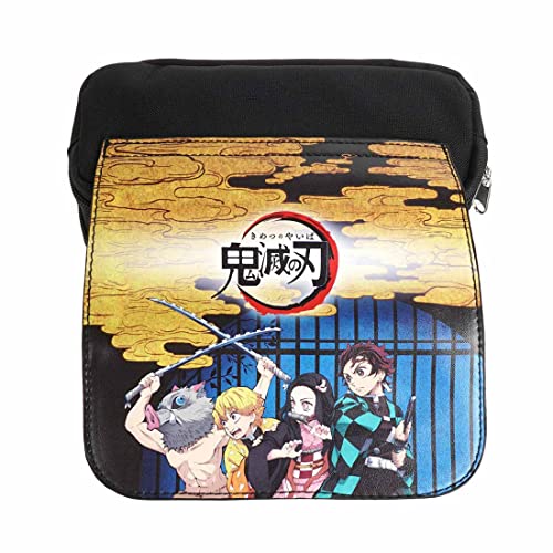 CosplayStudio Kimetsu no Yaiba - Estuche Demon Slayer con cubierta de piel sintética, color negro