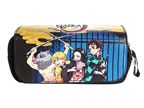 CosplayStudio Kimetsu no Yaiba - Estuche Demon Slayer con cubierta de piel sintética, color negro
