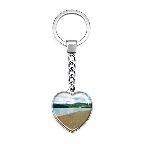 Costa Rica Golfito llavero creativo de doble cara en forma de corazón de cristal llavero de viaje recuerdo de metal