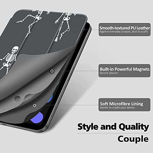 Cover For Pad Mini Black White Dead Dance Skeletons Wallpaper Pad Mini 6 Case Cute PU Leather Smart Pad Mini 6 Protective Case Auto Sleep/Wake Compatible with iPad Mini 6 (8.3 Inch,2021)