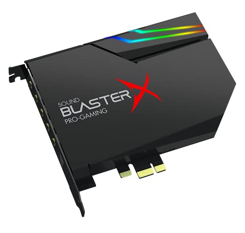 Creative Sound BlasterX AE-5 Plus Tarjeta de sonido para juegos PCI-e SABRE32 Ultra-class de 32 bits/384 kHz alta resolución y DAC con Dolby Digital y DTS, hasta 122 dB SNR, Sistema de iluminación RGB