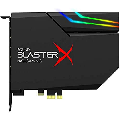 Creative Sound BlasterX AE-5 Plus Tarjeta de sonido para juegos PCI-e SABRE32 Ultra-class de 32 bits/384 kHz alta resolución y DAC con Dolby Digital y DTS, hasta 122 dB SNR, Sistema de iluminación RGB