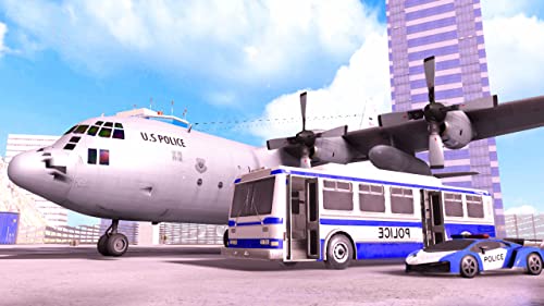 Crime Town Jail Prisoners Transporter Plane : Police Bus Driving Pro Parking Adventure Robber Car Chase Rush Simulator Best Free Game 2019