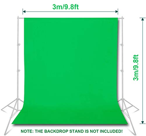Croma Verde, Orthland 3 x 3M / 9.84 x 9.84 ft Fondo Fotografia con 3 Clips, Pantalla Verde de Pantalla Plegable para Fotografía, Video y Televisión Chroma