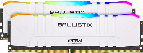 Crucial Ballistix BL2K8G32C16U4WL RGB, 3200 MHz, DDR4, DRAM, Memoria Gamer para Ordenadores de sobremesa, 16GB (8GBx2), CL16, Blanco
