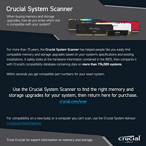 Crucial Ballistix BL2K8G32C16U4WL RGB, 3200 MHz, DDR4, DRAM, Memoria Gamer para Ordenadores de sobremesa, 16GB (8GBx2), CL16, Blanco