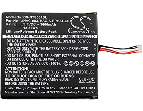 CS-NTS001SL Batería 3600mAh Compatible con [Nintendo] HAC-S-JP/EU-C0, Switch HAC-001 sustituye HAC-003, para HAC-A-BPHAT-C0