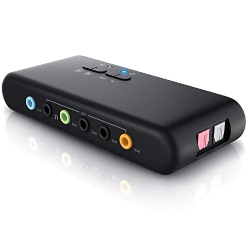 CSL - Tarjeta de Sonido USB 7.1 Externa 8 Canales - Canal 7.1 USB Soundbox - Dynamic 3D Surround Sound - para hasta 8 Altavoces - grabación reproducción simultánea - para Audio analógicos y Digitales