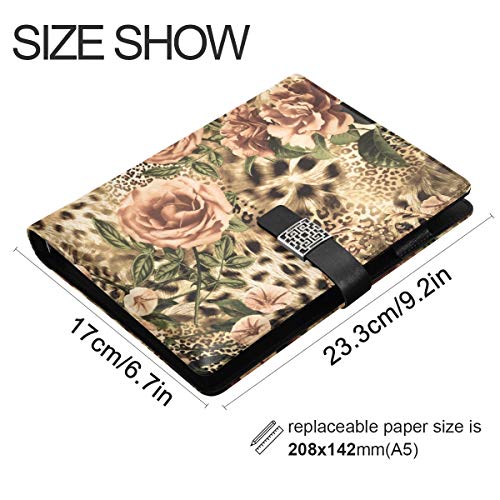 Cuaderno A5 – Rama de pavo real de flores de ciruela, hojas sueltas con 6 anillas, bloc de notas rellenables para agenda, agenda, sorteo, viajero de negocios