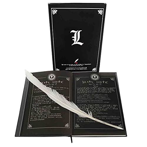 Cuaderno de la Muerte de Light Yagami para los Fans de Death Note | con Pluma de Ave