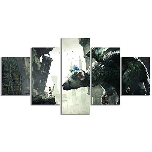Cuadro Last Guardian Video Games Xxl Impresiones En Lienzo 5 Piezas Cuadro Moderno En Lienzo Decoración Para El Arte De La Pared Del Hogar 150×80 Cm Hd Impreso Mural (Enmarcado)