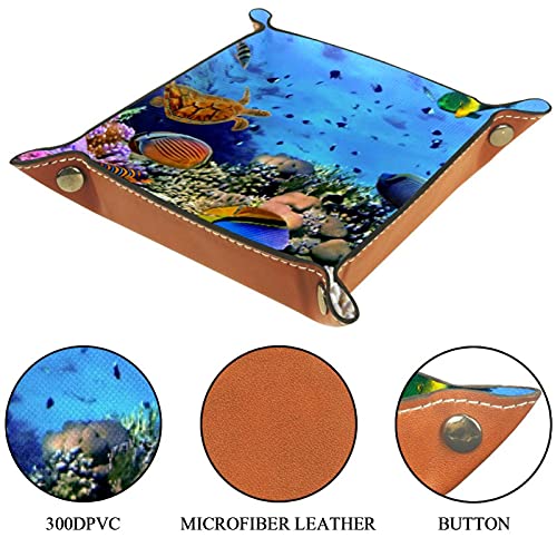 Cubitera plegable de piel sintética con ruedas para RPG Dice Gaming D & D y otros juegos de mesa, peces del mundo submarino 16 x 16 cm