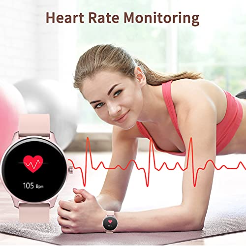 CUBOT reloj inteligente para hombre, reloj fitness, pantalla táctil de 1.3 pulgadas, IP68 a prueba de agua, monitor de frecuencia cardíaca, podómetro, con monitor de sueño, Android / iOS, rosa