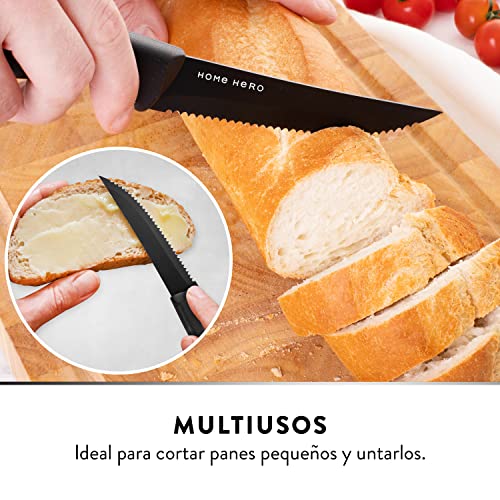 Cuchillos Carne Cuchillos de Mesa - 8 pcs Juego Cuchillos de Carne de Acero Inoxidable 21 cm - Juego de Cuchillos Chuleteros Negro - Cuchillos Sierra Mesa Cuchillos para Carne - Steak Knives Set