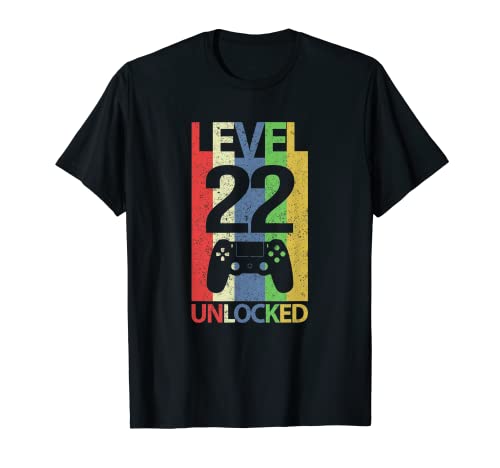 cumpleaños 22 Level 22 unlocked 22 cumpleaños Gamer Camiseta