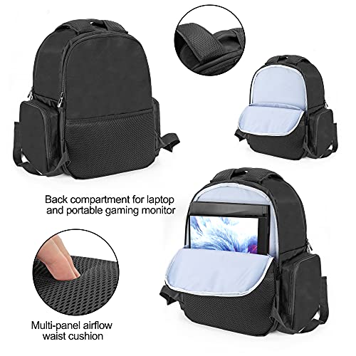 CURMIO Mochilla para Consola de Juegos Compatible con PS5, PS4 and PS4 Pro, Bolsa de Viaje para PS5, Funda Transporte para PS5, Controladores, Juegos y Accesorios, Azul(Sola Bolsa, Diseño de Patentes)