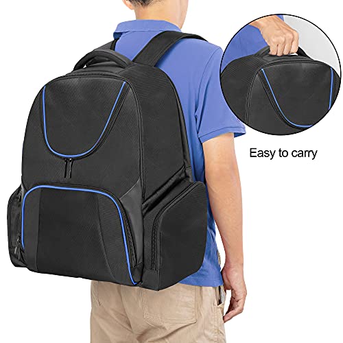 CURMIO Mochilla para Consola de Juegos Compatible con PS5, PS4 and PS4 Pro, Bolsa de Viaje para PS5, Funda Transporte para PS5, Controladores, Juegos y Accesorios, Azul(Sola Bolsa, Diseño de Patentes)