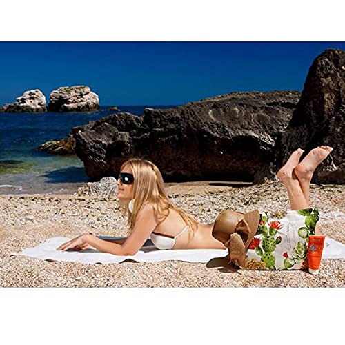 Cussi - Bolsa de Playa y Compra Grande XXL. Tote Bag de Tela Estampada + 1 Pouch a juego y 1 Sombrero de Playa (Cactus)