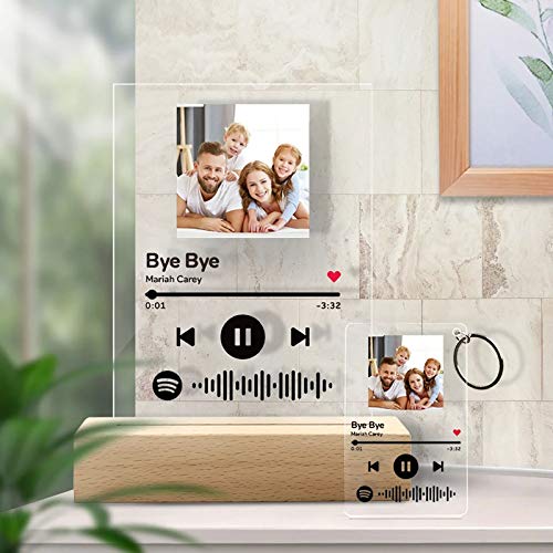 Custom Spotify Code Night Light with Personalised Song & Singer Personalised Engraved Photo Acrylic Music Board Personalised Collection Photo Album Glass Table Decor Gift for Anniversary Her Him Kids