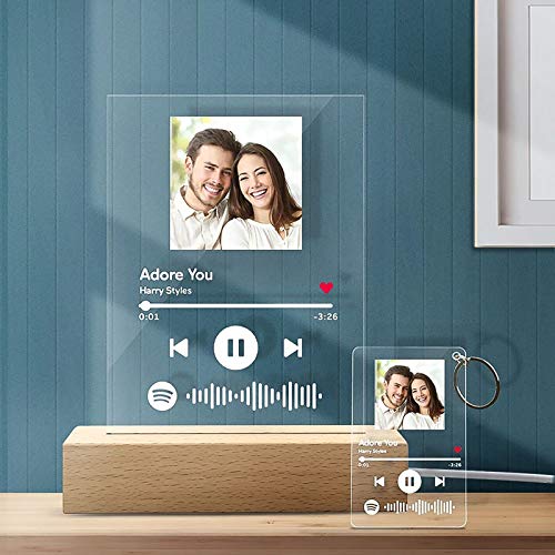 Custom Spotify Code Night Light with Personalised Song & Singer Personalised Engraved Photo Acrylic Music Board Personalised Collection Photo Album Glass Table Decor Gift for Anniversary Her Him Kids