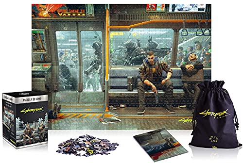 Cyberpunk 2077 Metro | Puzzle 1000 Piezas | Incluye póster y Bolsa | 68 x 48 | Videojuego | Rompecabezas para Adultos y Adolescentes | para Navidad y Regalos | Decoración