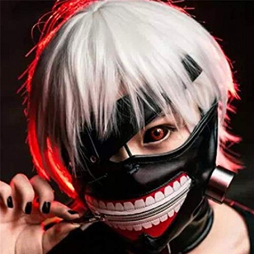 damdos Anime Masks Cosplay Props Tokyo Ghoul Kaneki Masks Ken Mask Cosplay Wig Adjustable Zipper Rubber Masks Halloween Props