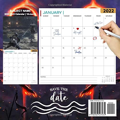 Dark Souls 3 Calendar 2022-2023: Dark Souls 3 Calendar 2022 - OFFICIAL Games calendar 2022 18 months- Planner Gifts boys girls kids and all Fans BIG SIZE 17''x11''(Kalendar Calendario Calendrier).