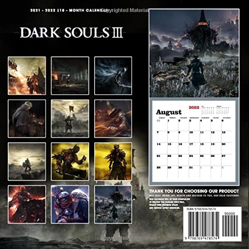 Dark Souls 3: OFFICIAL 2022 Calendar - Video Game calendar 2022 - Dark Souls 3 -18 monthly 2022-2023 Calendar - Planner Gifts for boys girls kids ... games Kalendar Calendario Calendrier)