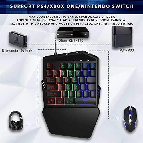 DarkWalker FO217 Combo Teclado y Ratón para Switch, Xbox One, PS4, PS3, Xbox 360 e Windows PC