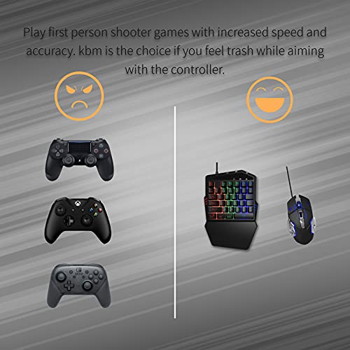 DarkWalker Gamer Teclado y Mouse para Nintendo Switch, PS4, Xbox One, PC, Adaptador Integrado (Wired)