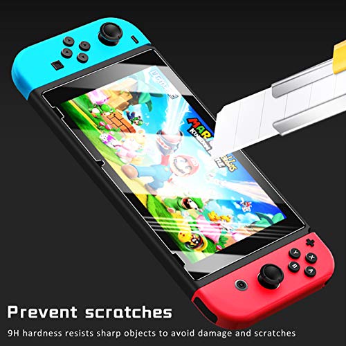 Darrnew - Skin de unicornio rosa para Nintendo Switch, diseño de dibujos animados lindos y divertidos, diseño divertido y moderno + película de vidrio templado para Nintendo Switch