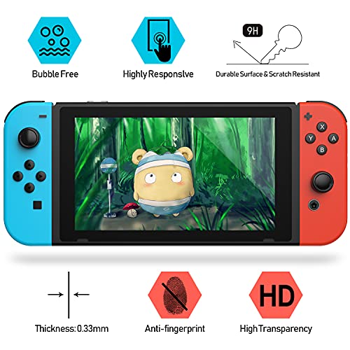 daydayup 3piezas Protector de Pantalla para Nintendo Switch Cristal Templado Pantalla,fácil instalación Sin Burbujas, HD, a Prueba de Rotura, arañazos-Resistente
