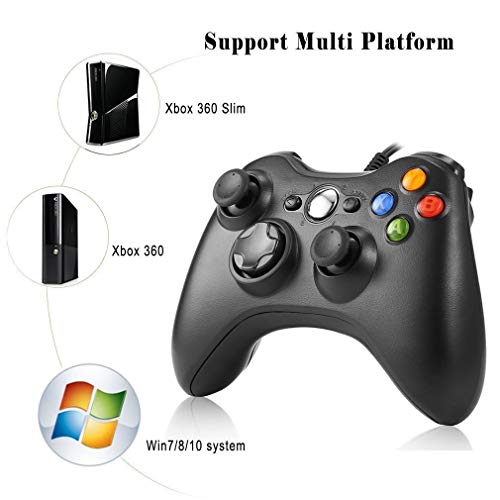 DDiswoee Xbox 360 Mando de Gamepad, Controlador Mando USB de Xbox 360 con Vibración, Controlador de Gamepad para Xbox 360 Mando para PC Windows XP/7/8/10