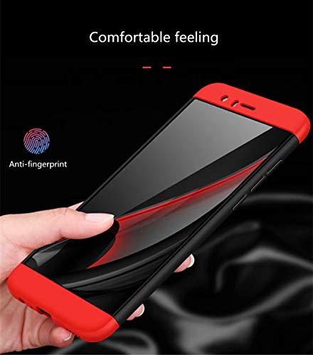 DECHYI compatibles para Funda Huawei Honor 8 Pro,(Honor V9),Cubierta + Cristal Templado Matte Ultra Slim PC Hard-Cubierta Cover Negro Rojo