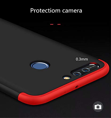 DECHYI compatibles para Funda Huawei Honor 8 Pro,(Honor V9),Cubierta + Cristal Templado Matte Ultra Slim PC Hard-Cubierta Cover Negro Rojo