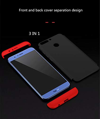 DECHYI compatibles para Funda Huawei Honor 8 Pro,(Honor V9),Cubierta + Cristal Templado Matte Ultra Slim PC Hard-Cubierta Cover Negro Rojo