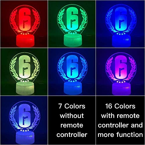 Decoración del hogar Rainbow Six Siege Night Lamp LED Touch Sensor Color Changing Child Kids Gift Game Table Night Light Rainbow 6 A-1752
