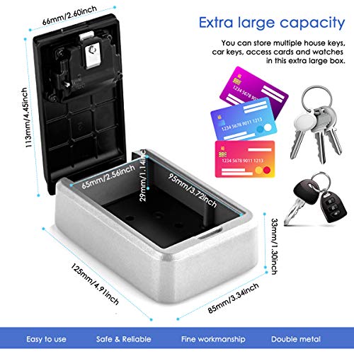 DERCLIVE 4 Digit Combination Key Lock Box Waterproof Resettable Wall Mounted Key Safe Box Storage Case for Home Office School Company