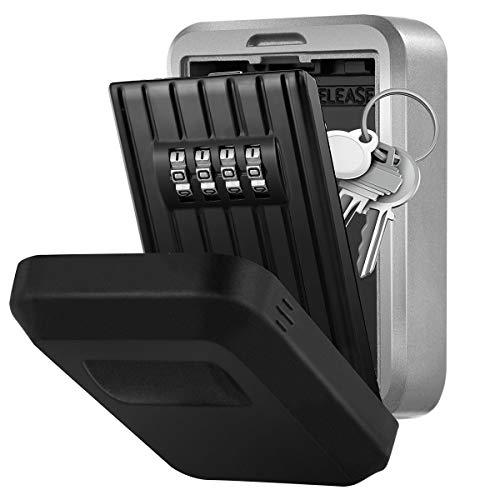 DERCLIVE 4 Digit Combination Key Lock Box Waterproof Resettable Wall Mounted Key Safe Box Storage Case for Home Office School Company